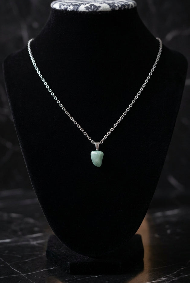 Amazonite Necklace with 18-Inch Stainless Steel Chain