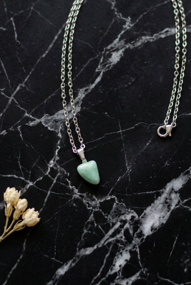 Amazonite Necklace with 18-Inch Stainless Steel Chain