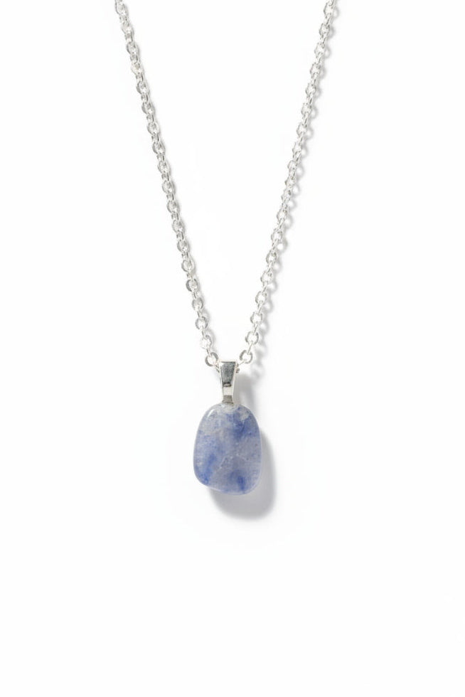 Blue Kyanite Pendant Necklace - Stainless Steel Chain