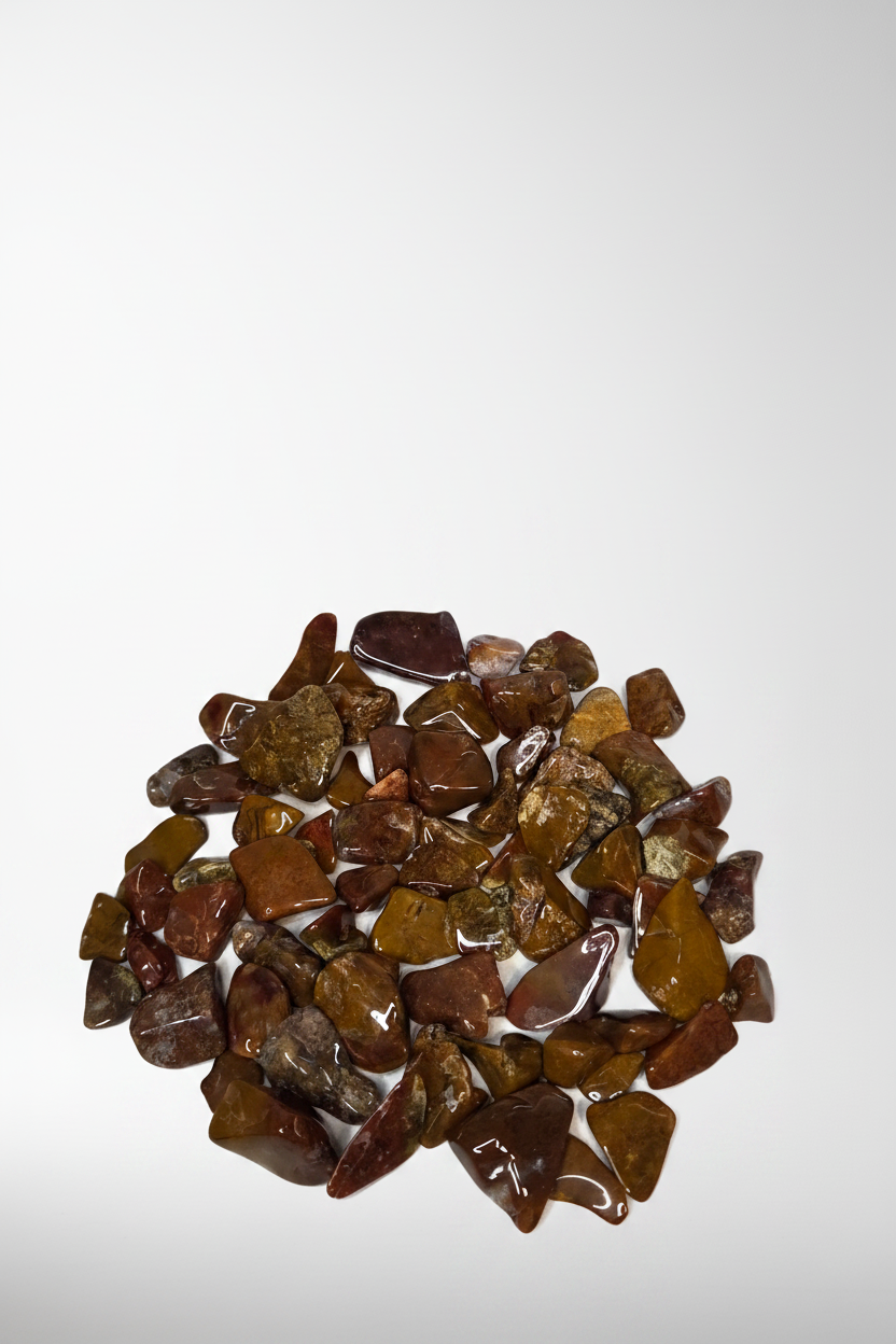 Flat lay amber stones pile