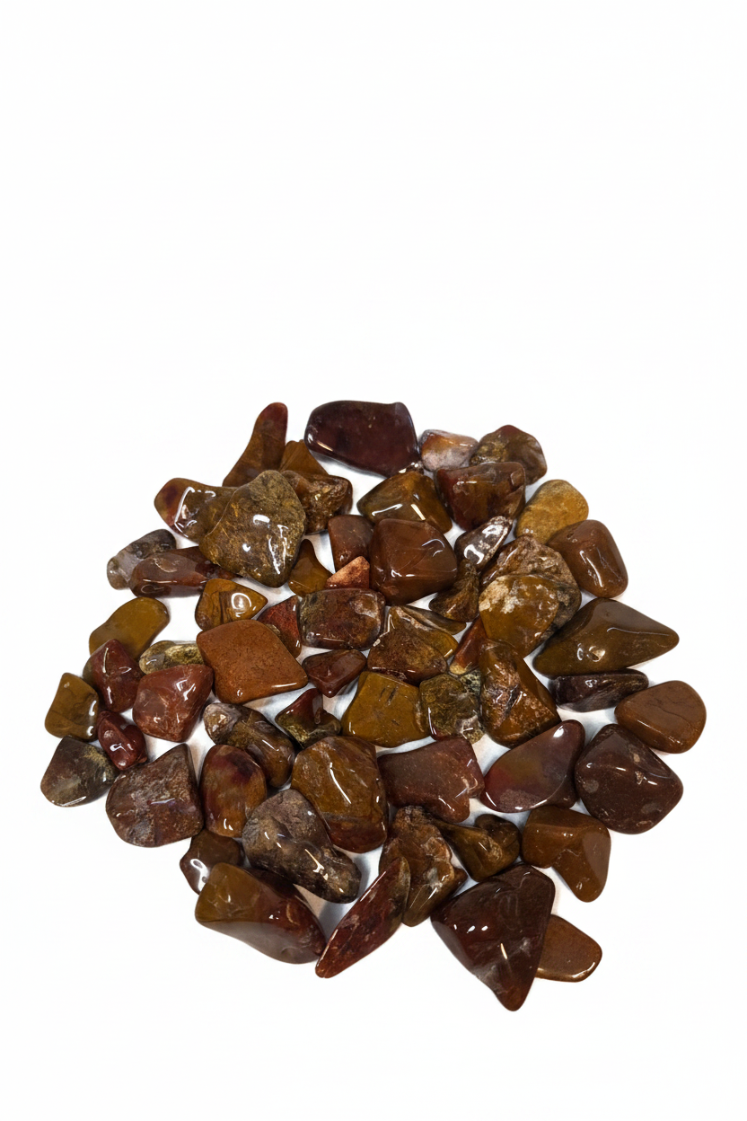 Flat lay amber stones scattered