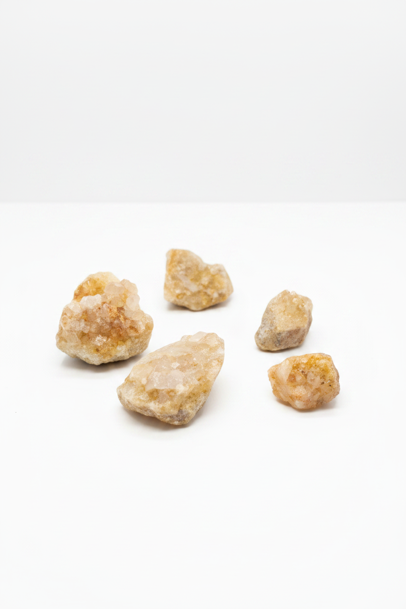 Group of 5 Citrines on Bright White