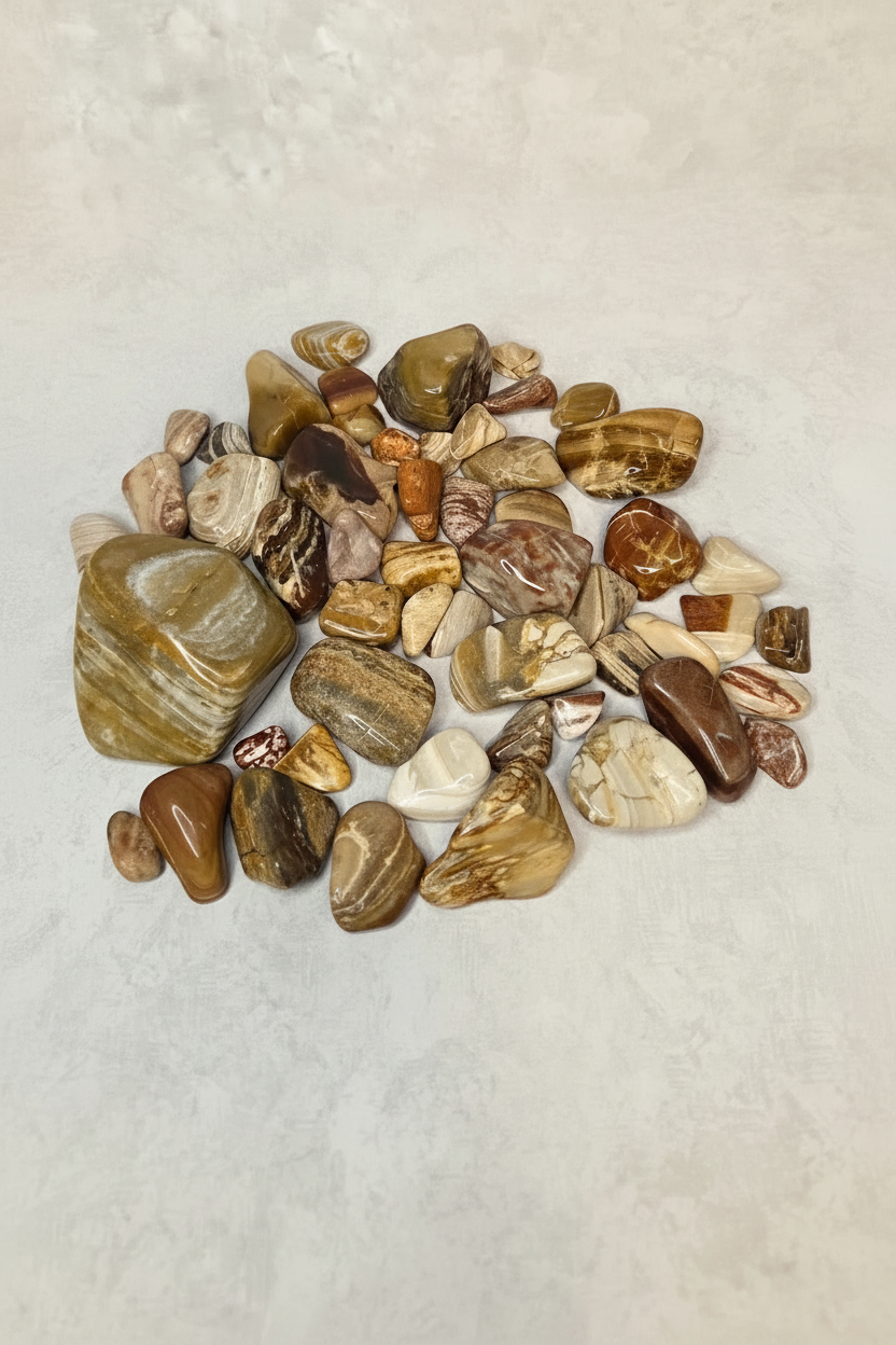 Petrified wood stones spread matching Photo 1 background