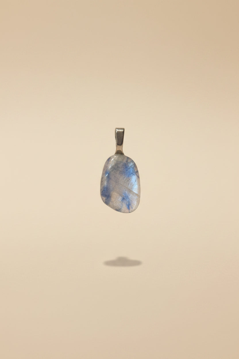 Blue Kyanite Pendant Necklace - Stainless Steel Chain