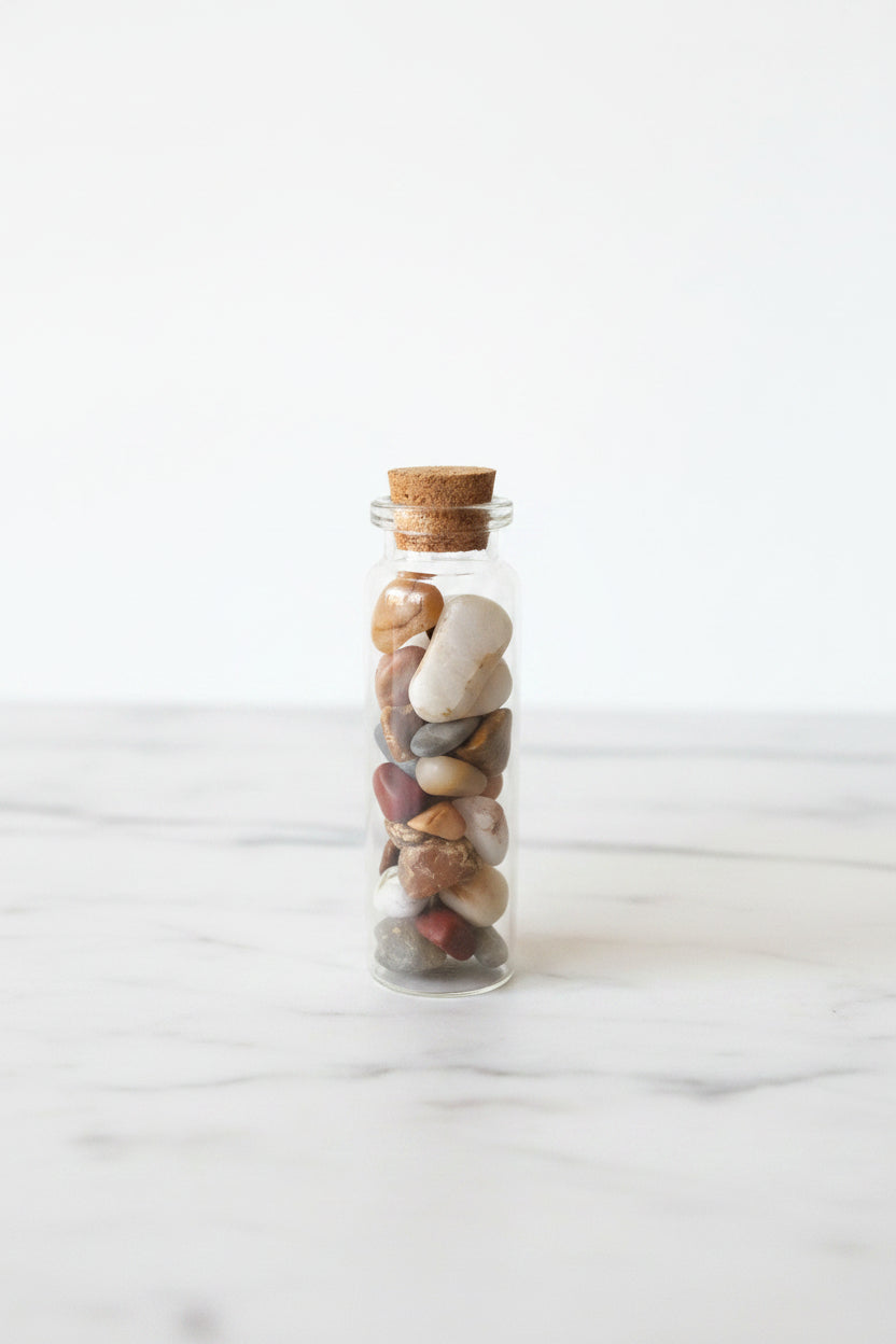 Tumbled Rock Filled Glass Accent Piece