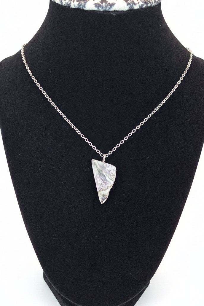 Amethyst Pendant Necklace – Stainless Steel Chain