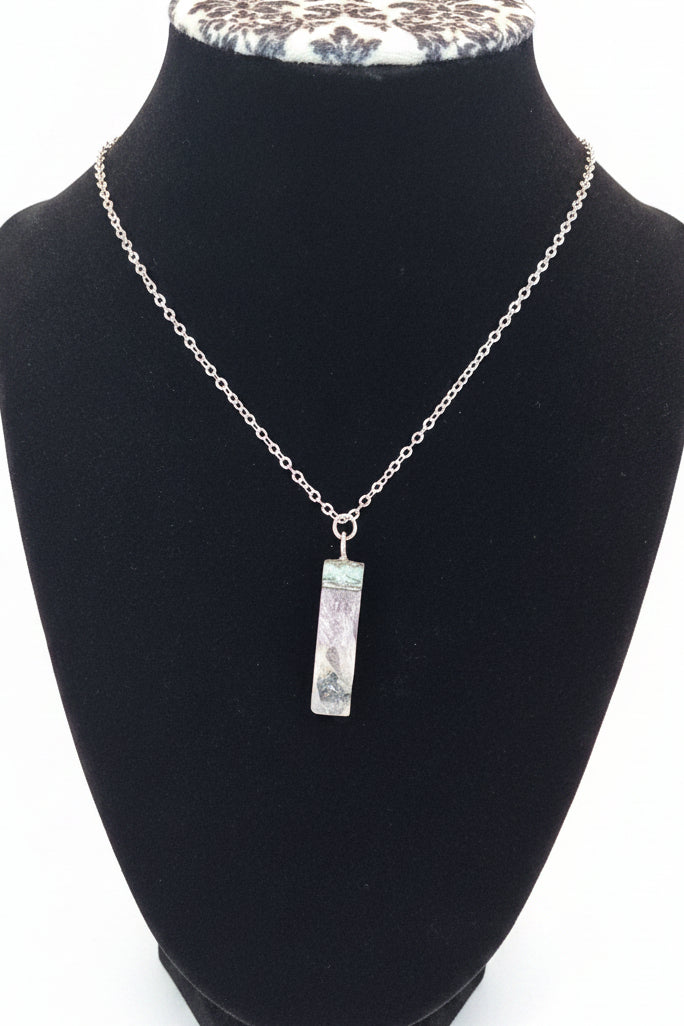 Amethyst Pendant Necklace – Stainless Steel Chain