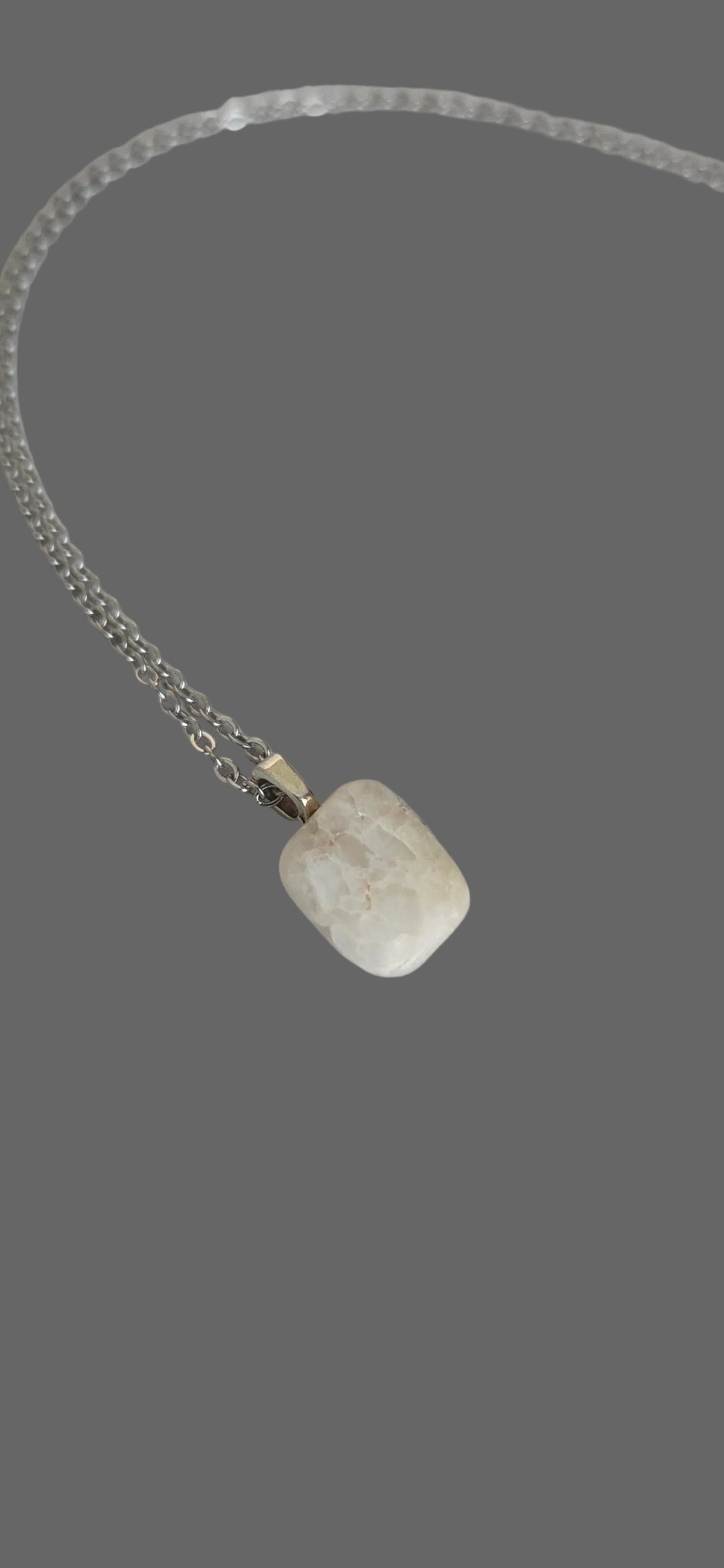 Quartz Pendant Necklace – Stainless Steel Chain