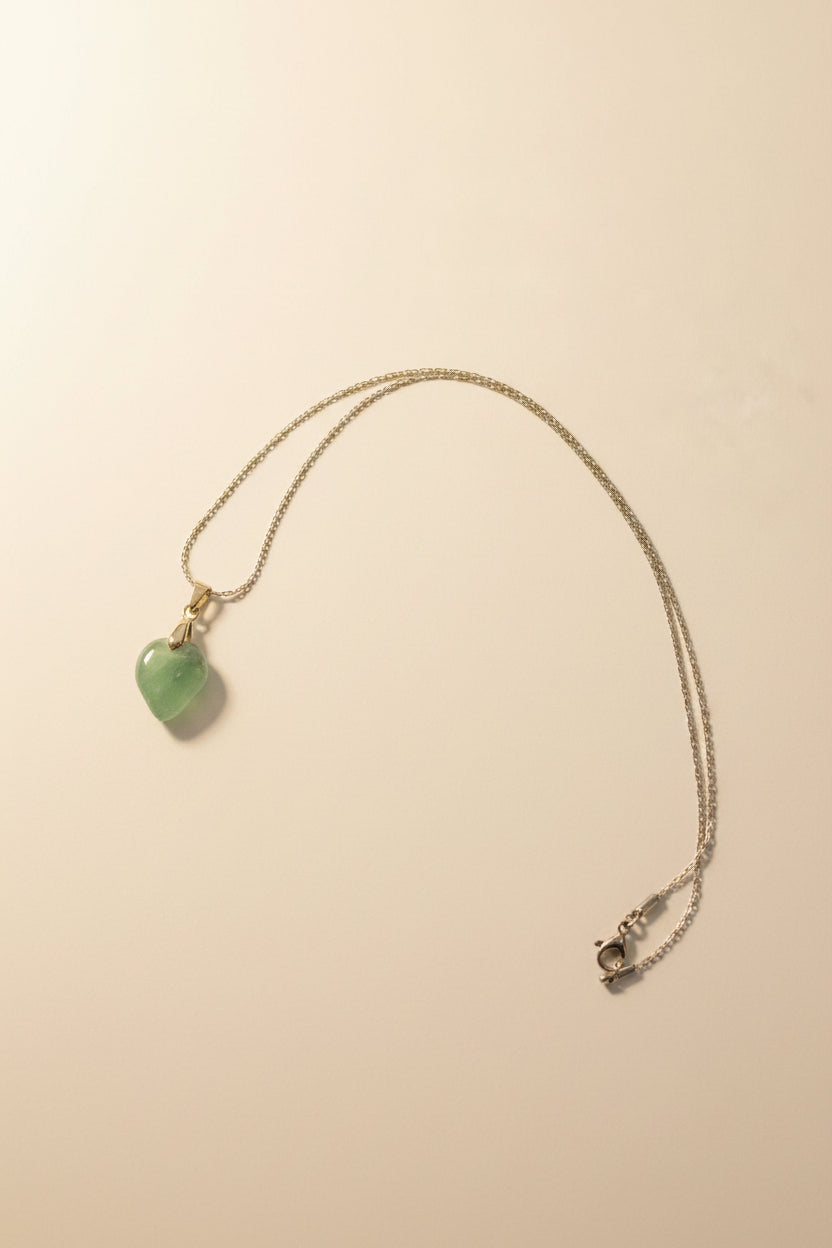 Aventurine Stone Pendant Necklace – Stainless Steel Chain