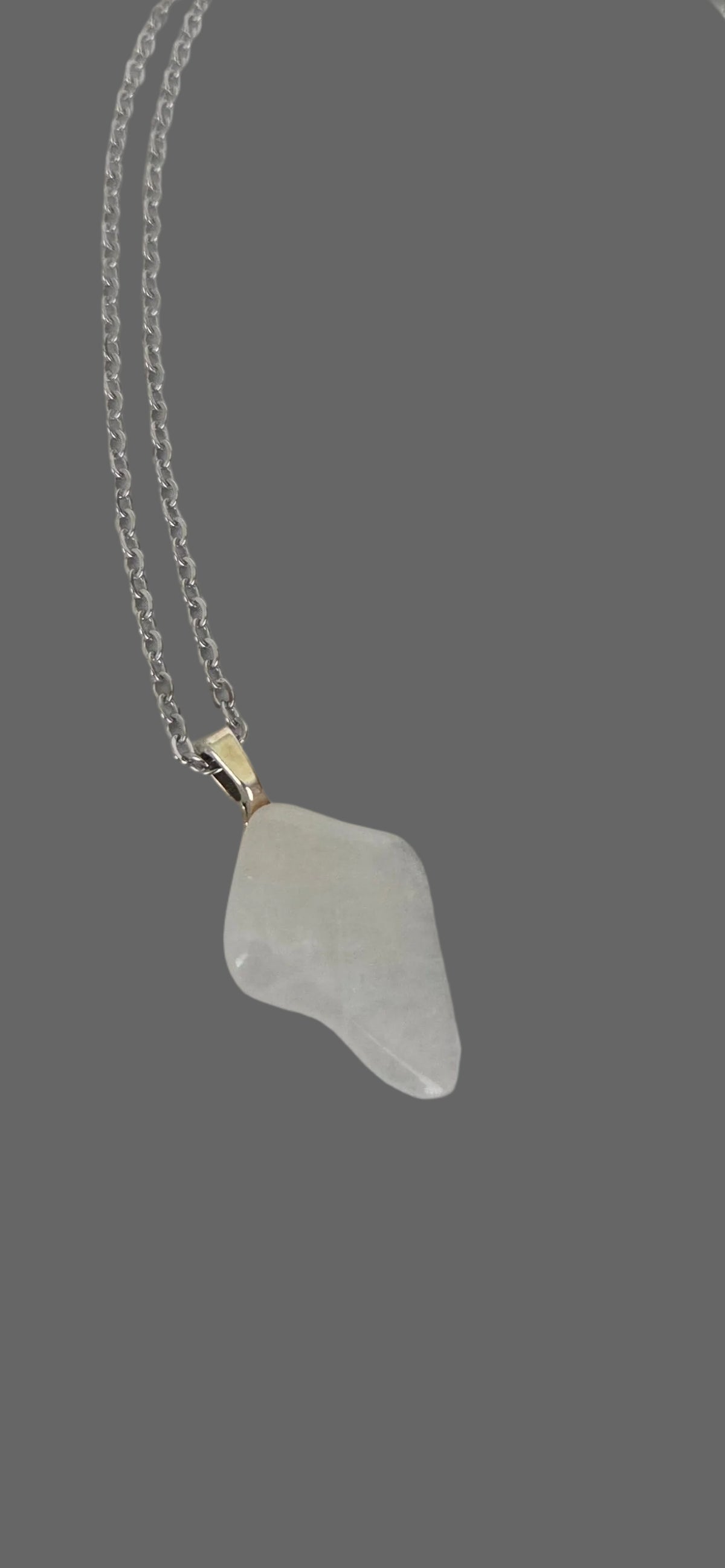 Quartz Pendant Necklace – Stainless Steel Chain