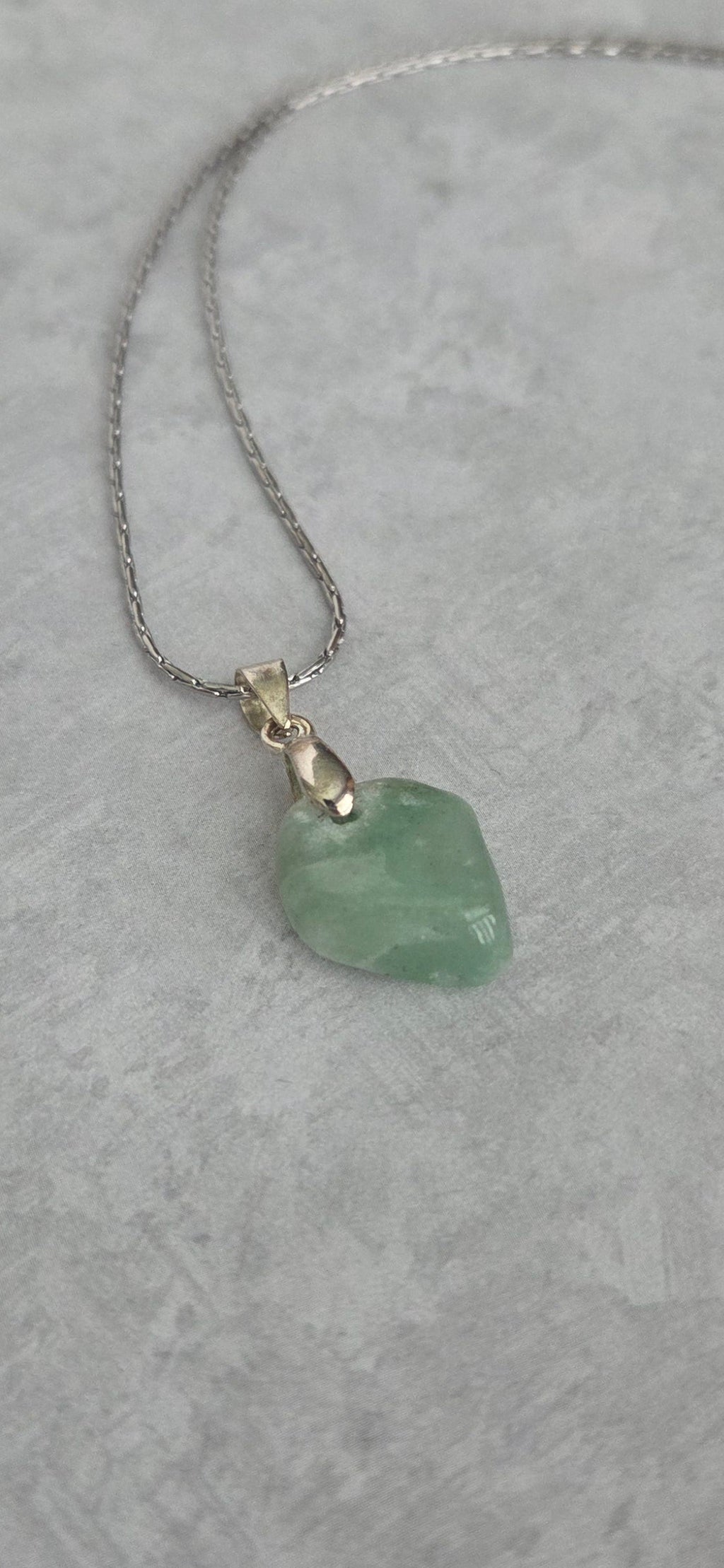 Aventurine Stone Pendant Necklace – Stainless Steel Chain
