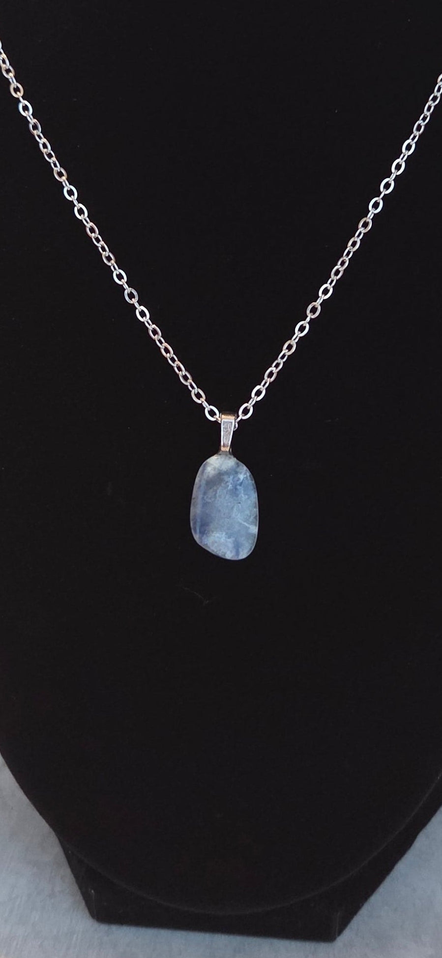 Blue Kyanite Pendant Necklace - Stainless Steel Chain