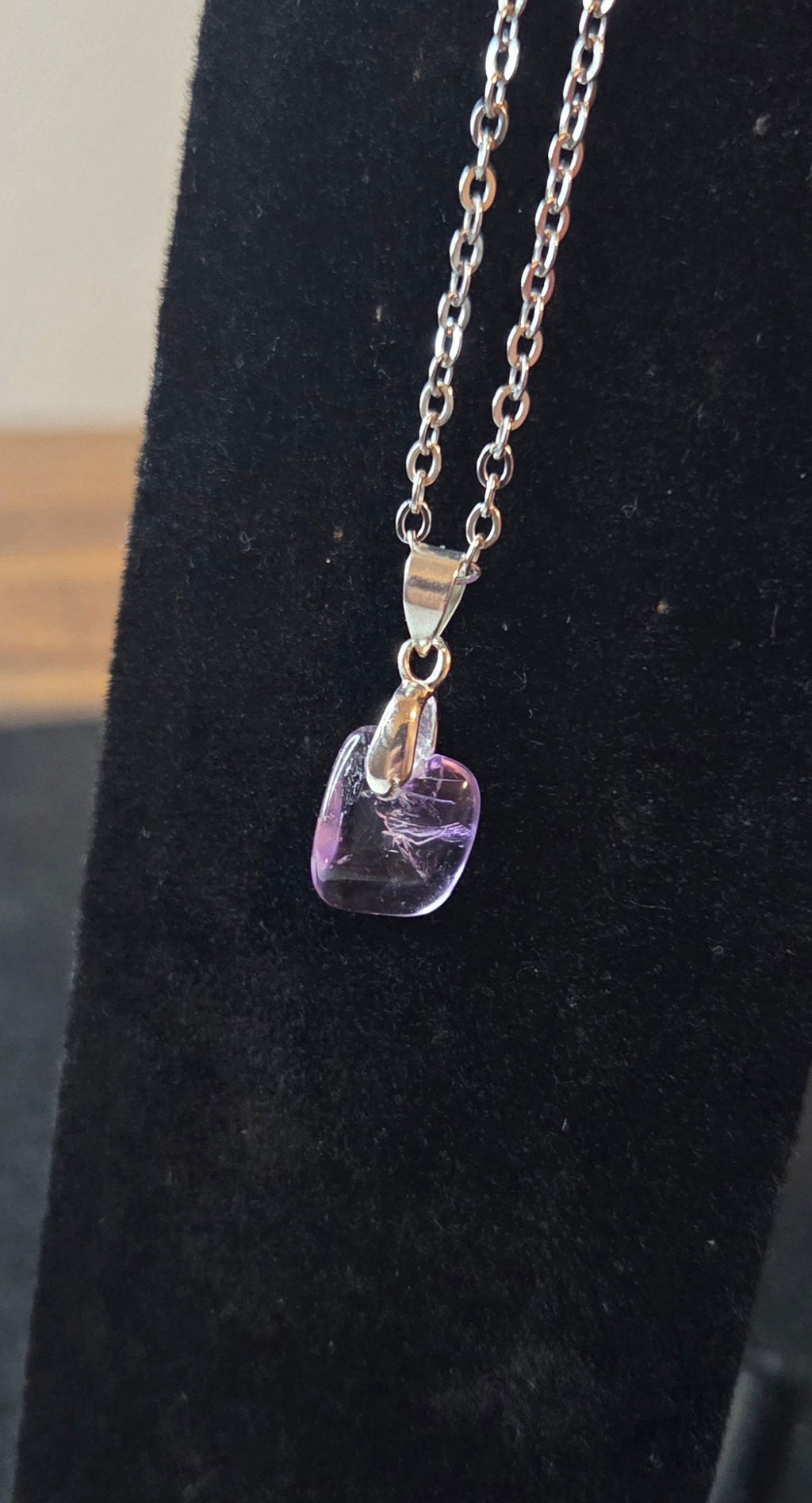Ametrine Pendant Necklace - Stainless Steel Chain