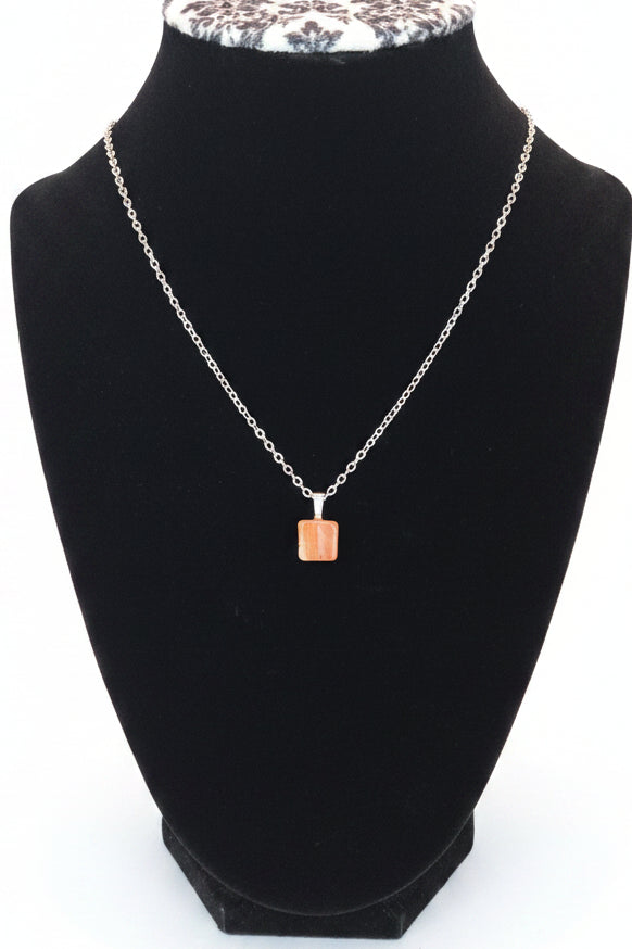 Tumbled Carnelian Pendant Necklace – Stainless Steel  Chain