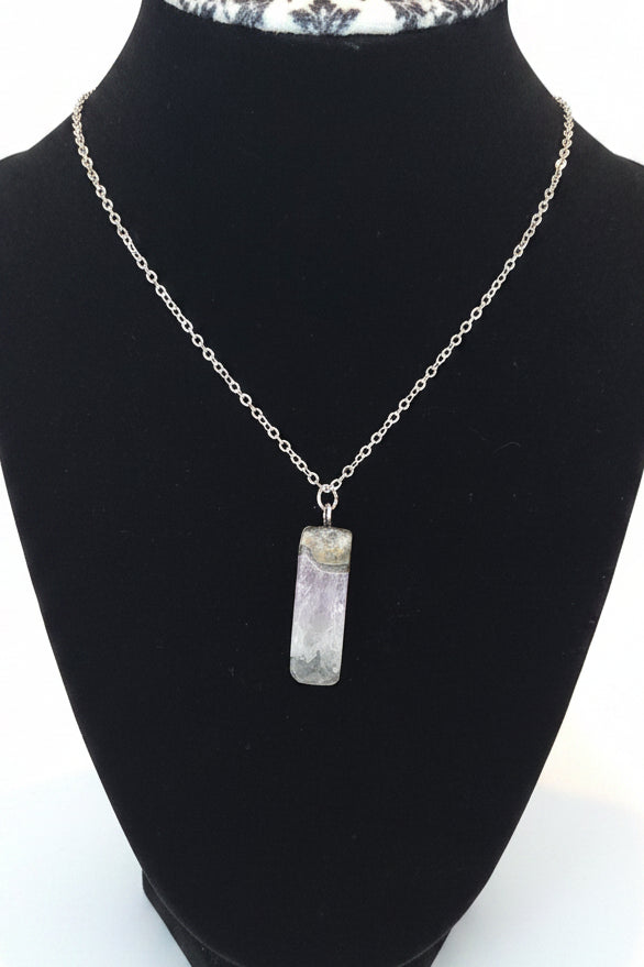 Amethyst Pendant Necklace – Stainless Steel Chain