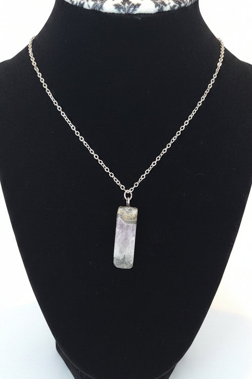 Amethyst Pendant Necklace – Stainless Steel Chain