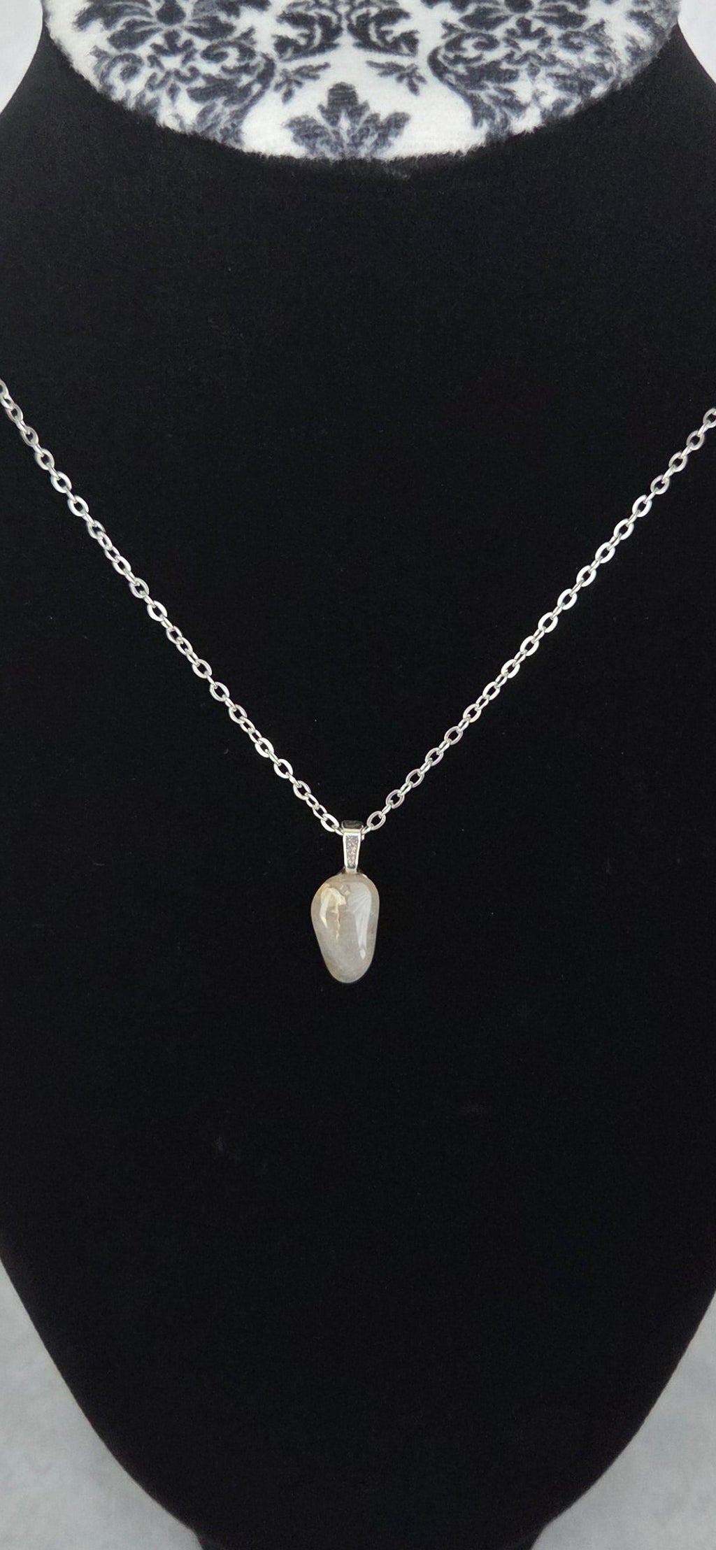 Smoky Quartz Pendant Necklace – Stainless Steel Chain