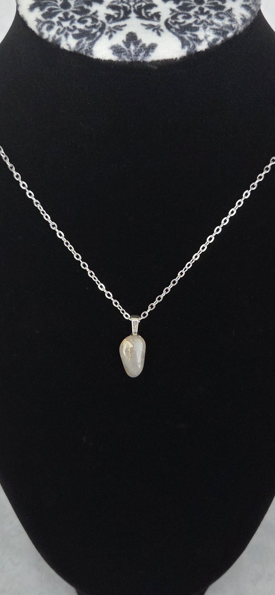 Smoky Quartz Pendant Necklace – Stainless Steel Chain