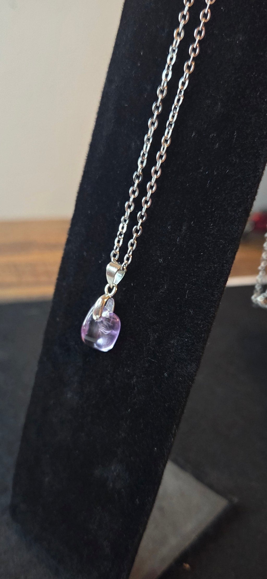 Ametrine Pendant Necklace - Stainless Steel Chain