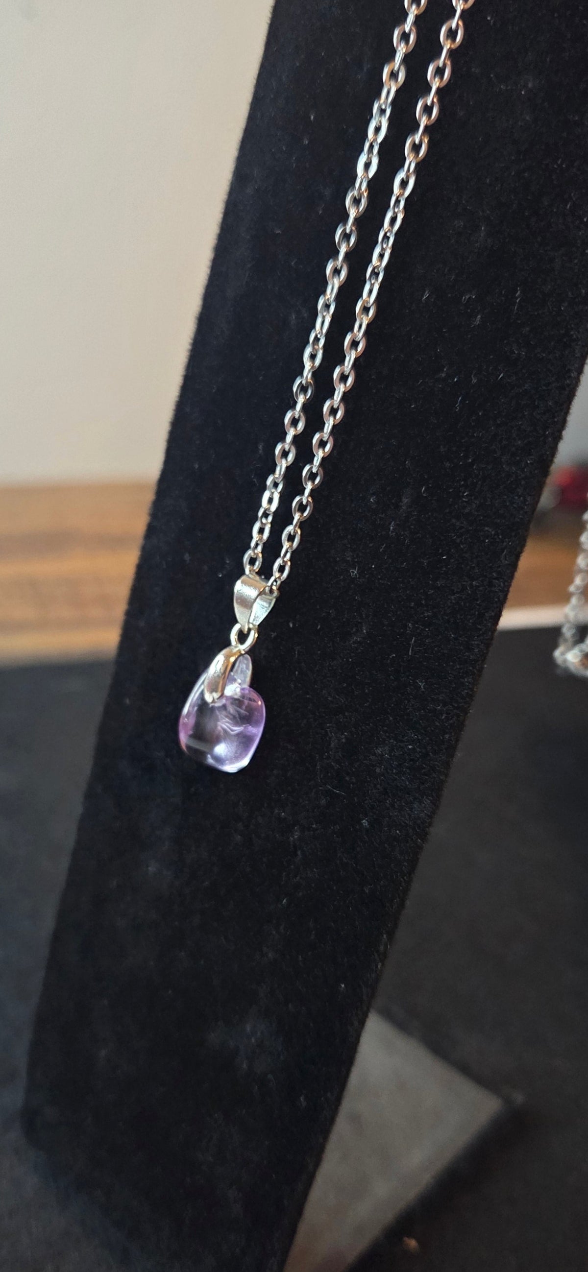 Ametrine Pendant Necklace - Stainless Steel Chain
