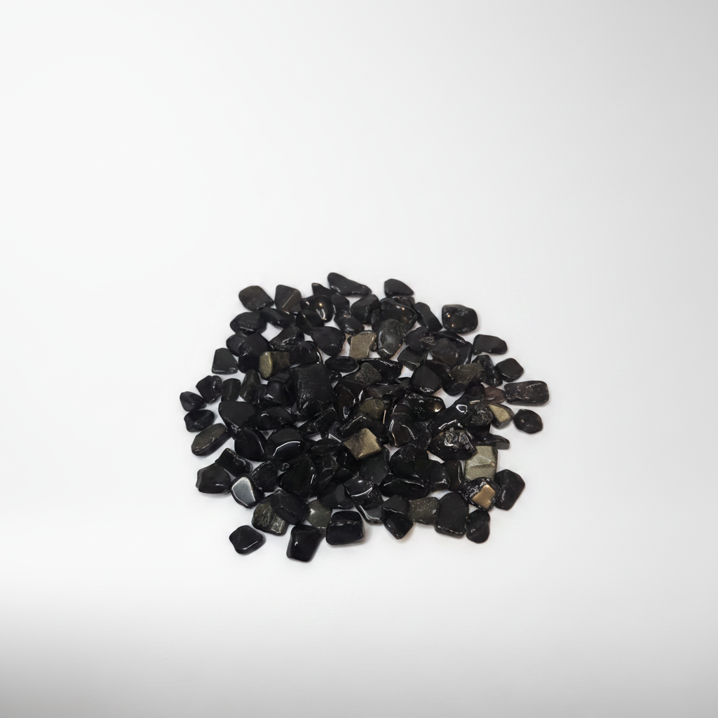 Silver Sheen Obsidian on White Background