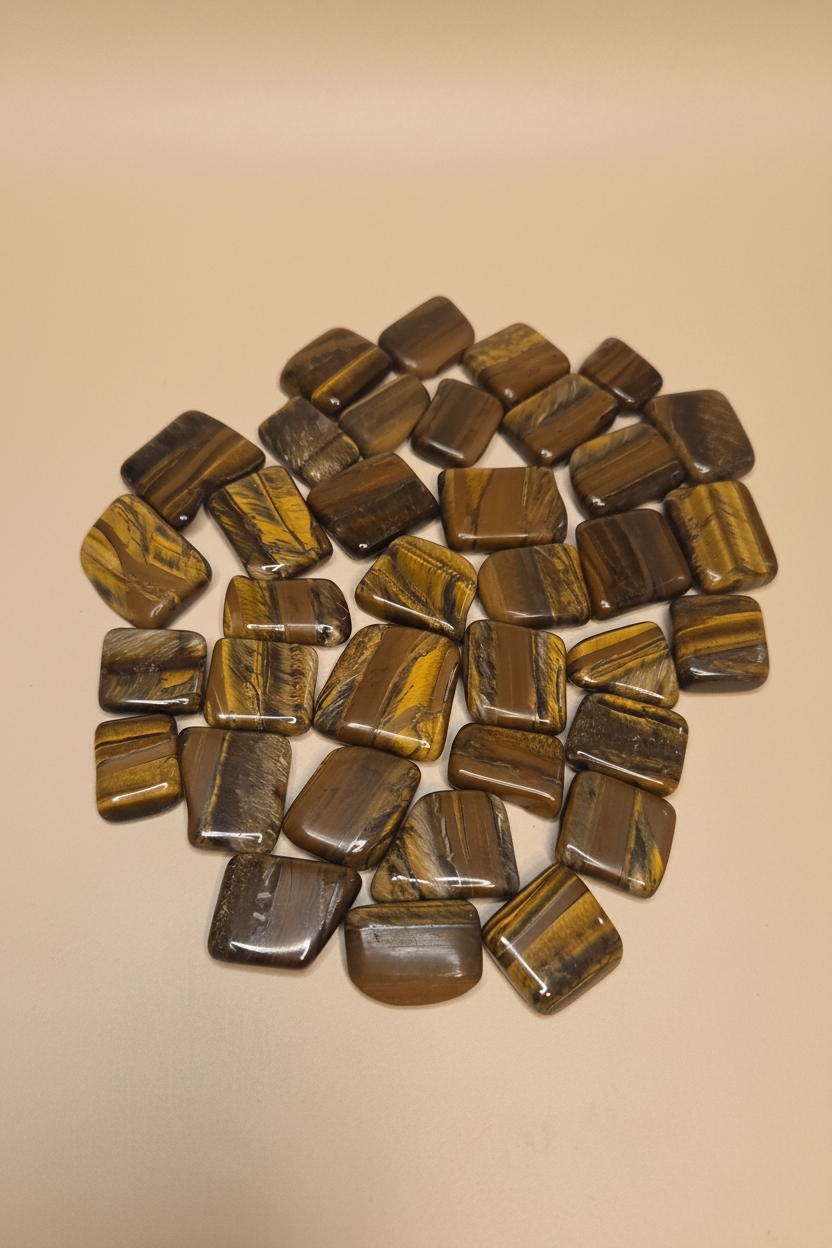 Tiger's Eye close-up warm beige background