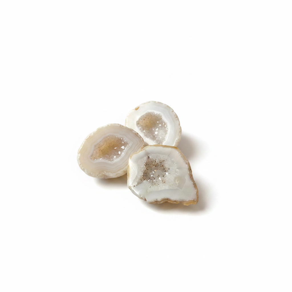 White Agate Geode Halves Group